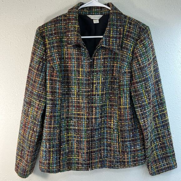 Christopher &‎ Banks large multi-color woven wool blend jacket with pockets - Picture 1 of 11